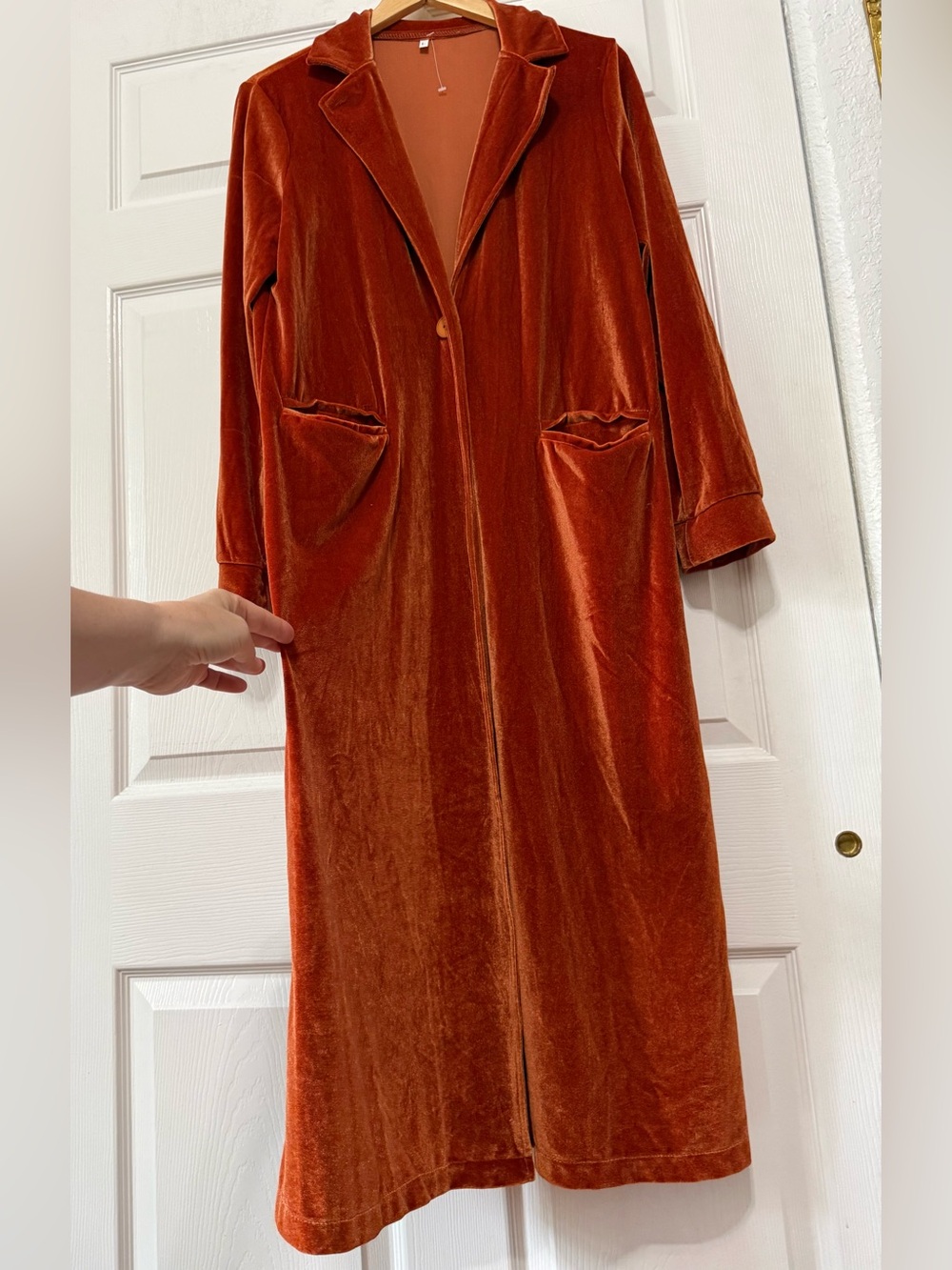 Velvet Long Robe Dressing Gown - Rust brand new with tag